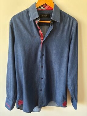 COOGI Luxe Chambray Button Up Shirt Size M